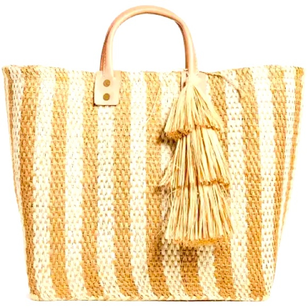 NWT Mar Y Sol Striped Tan and Cream Tote Bag